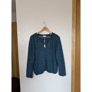 Max Studio Vneck Knit Top XL Marine Elastic Waist